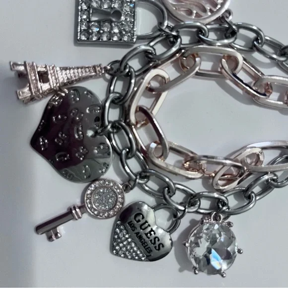 Guess Silver and Gold Charm Bracelet - Picture 3 of 4